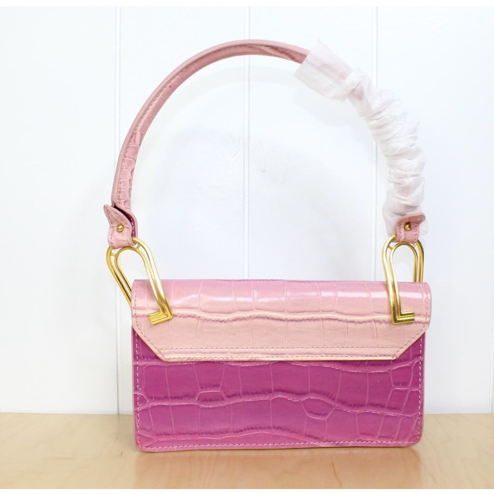 Apede Mod Pink Ombre‎ Croc Embossed Shoulder Bag with Gold Hardware NWT - Picture 4 of 7